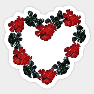 Floral love heart red and green Sticker